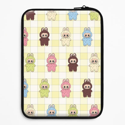 Cute Colourful Monsters Checkered Pattern Universal Laptop Sleeve