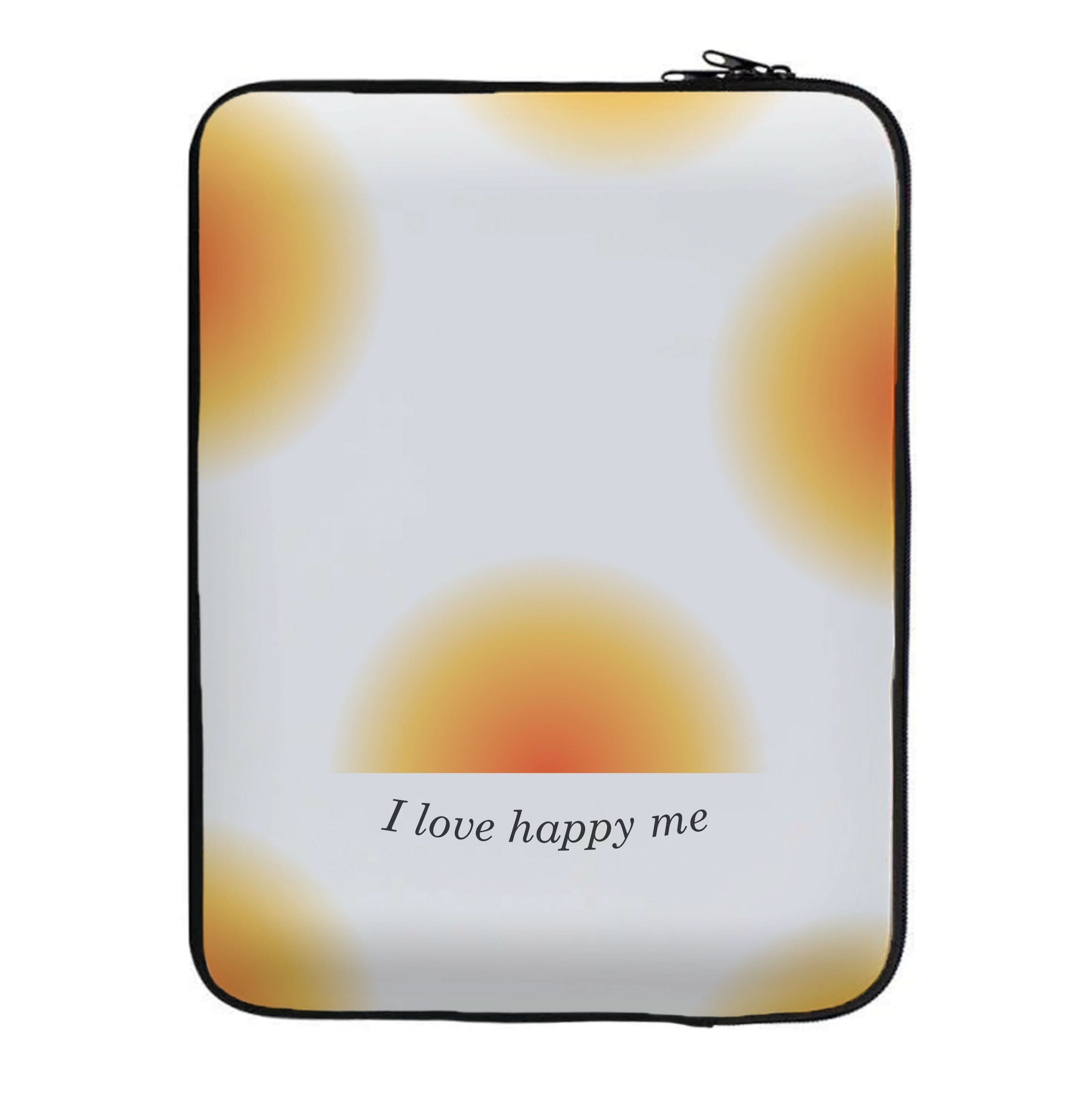 I Love Happy Me Gradient Pattern Laptop Sleeve