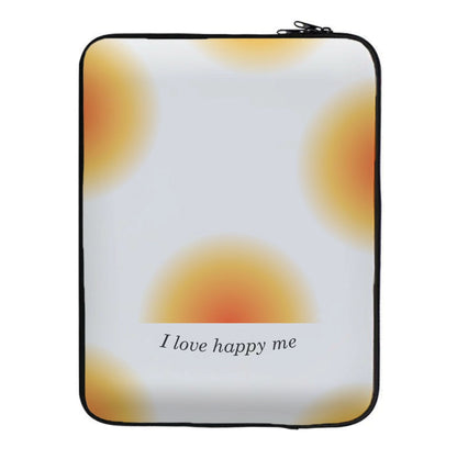 I Love Happy Me Gradient Pattern Laptop Sleeve