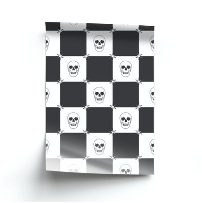 Checkered Skulls Pattern Poster