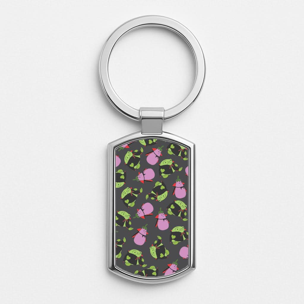 Vampire Frogs And Vegetables Pattern - Halloween Luxury Keyring
