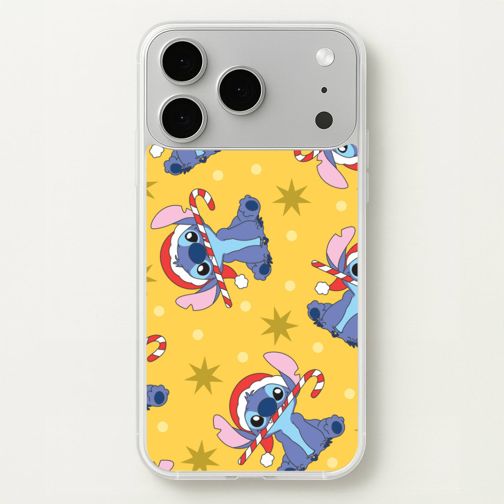 Cute Blue Alien Candycane Christmas Pattern iPhone 17 Pro Case