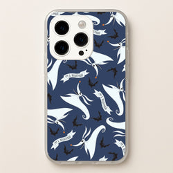 Skeleton Dog And Bats Pattern iPhone 15 Pro Case