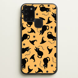 Black Cat And Hats Pattern Galaxy A21s Case