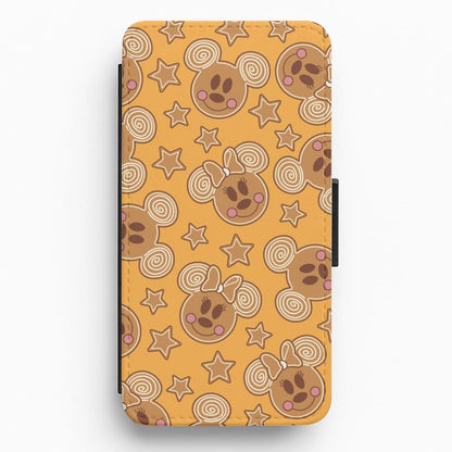 Cartoon Mouse Gingerbread Pattern Flip / Wallet Phone Case