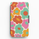 Abstract Trippy Retro Flowers Flip / Wallet Phone Case