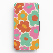Abstract Trippy Retro Flowers Flip / Wallet Phone Case 1