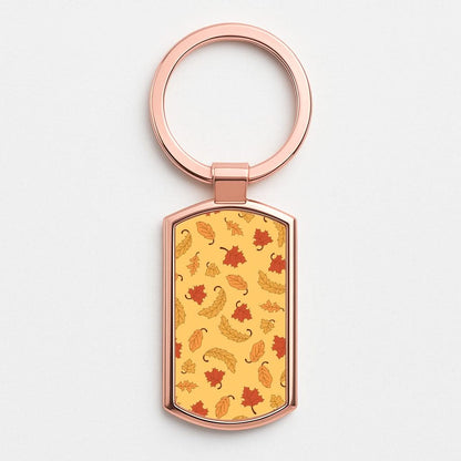 Leaves Assortment Pattern Rose Gold Keyring