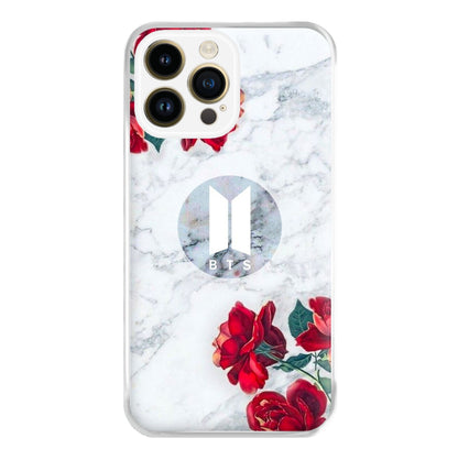 K-Pop Band Logo Marble Roses Phone Case