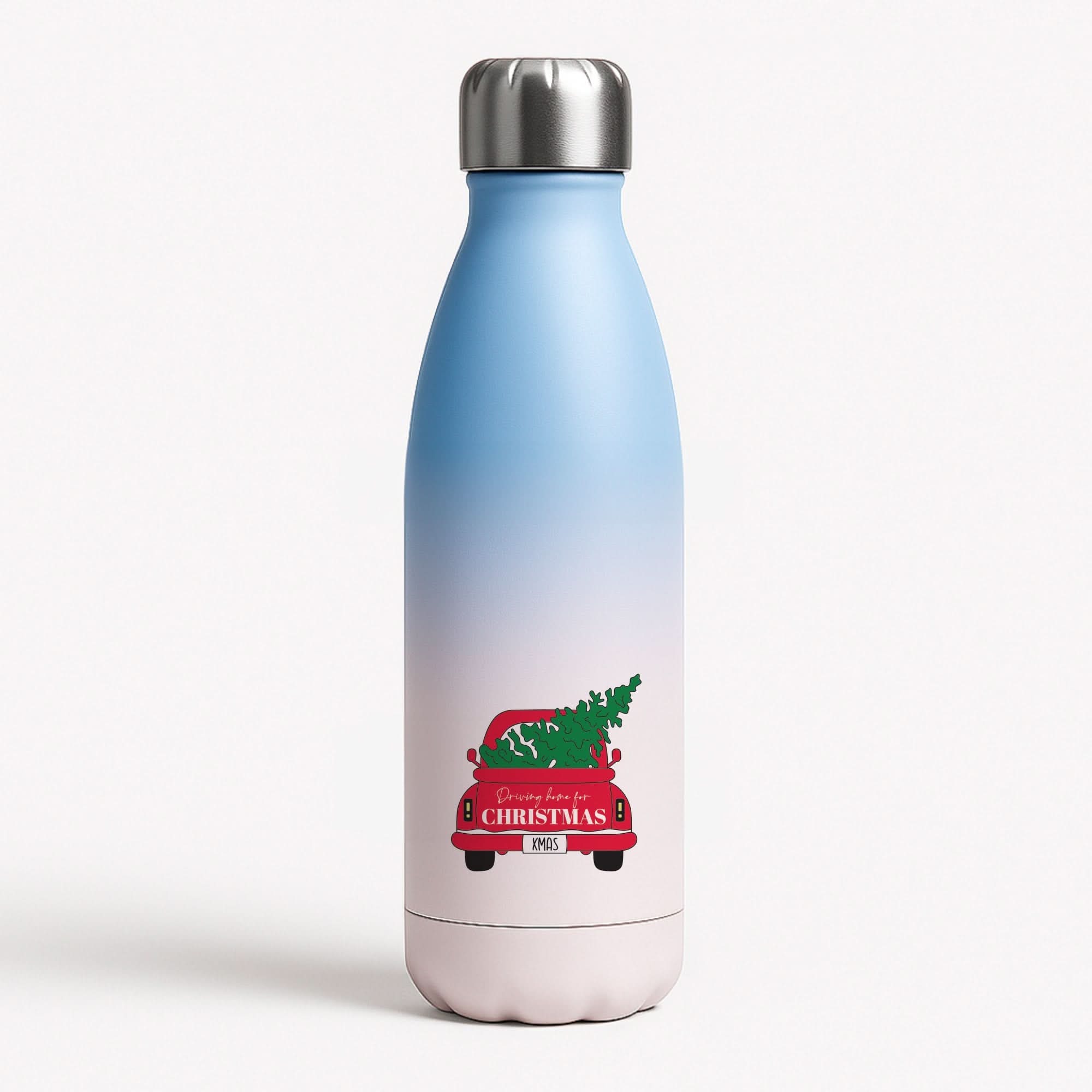 Driving Home For Christmas Truck Blue Water Bottle