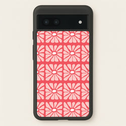 Square Abstract Flowers Pink Google Pixel 7a Case