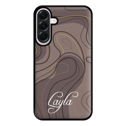 Brown Marble Waves Personalised Name Galaxy A36 Case