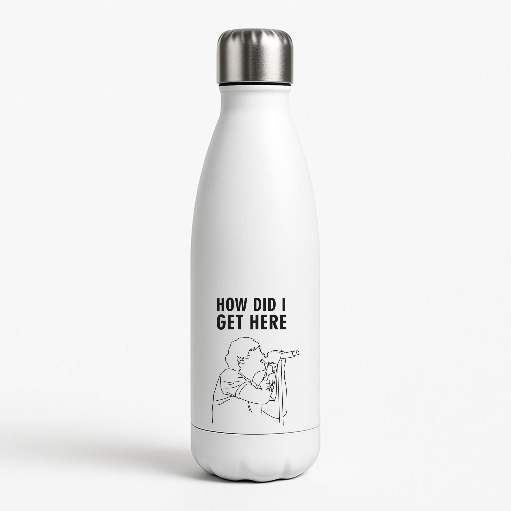 How Did I Get Here Outline White Water Bottle