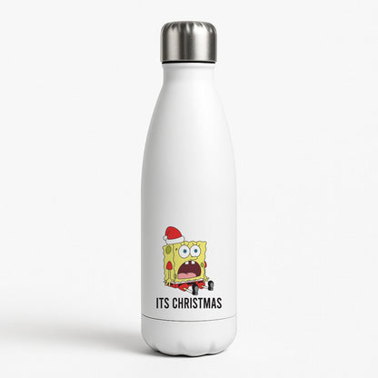 It's Christmas Cartoon Sponge White Water Bottle