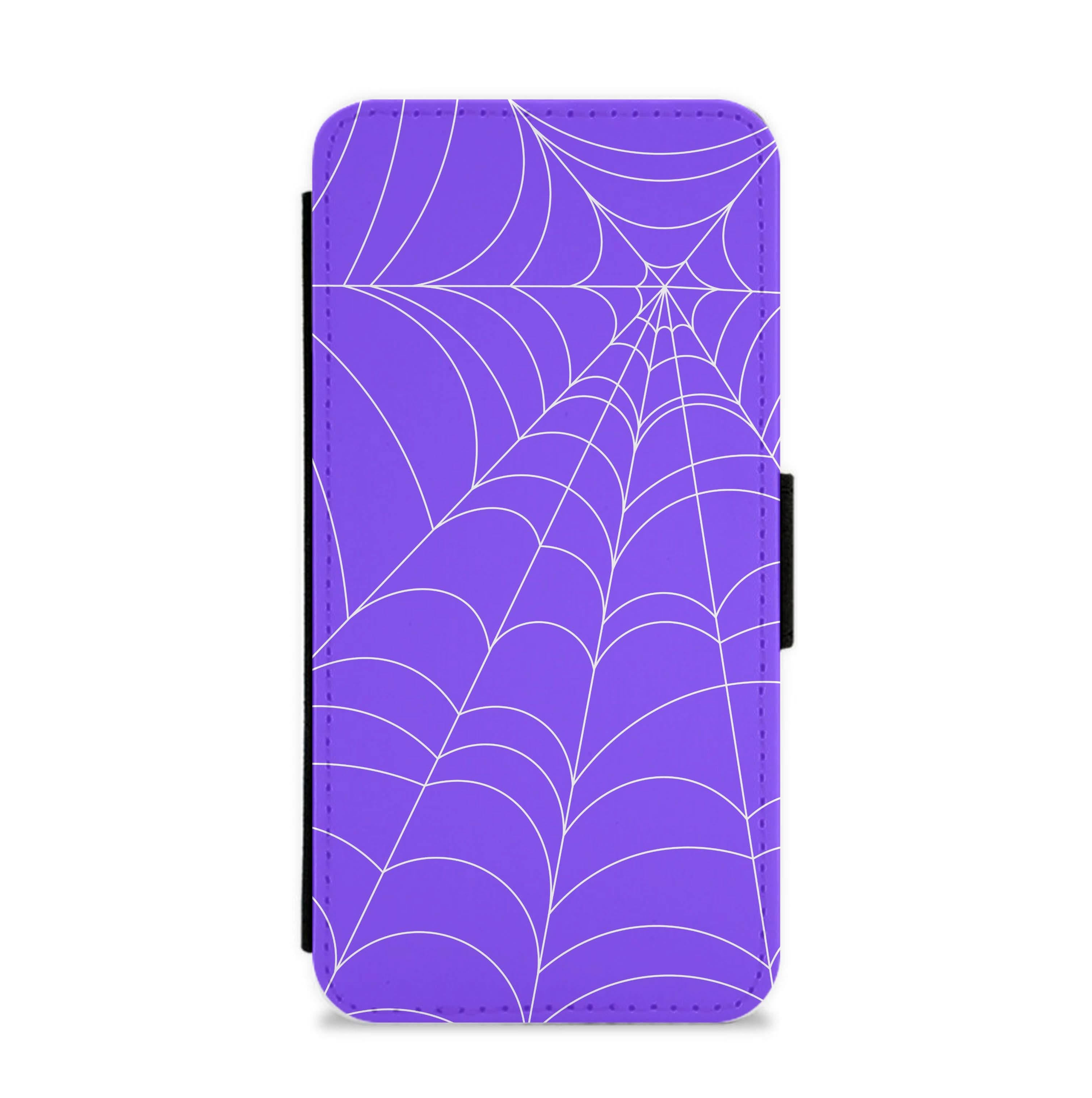 Purple Cobweb Pattern Flip / Wallet Phone Case