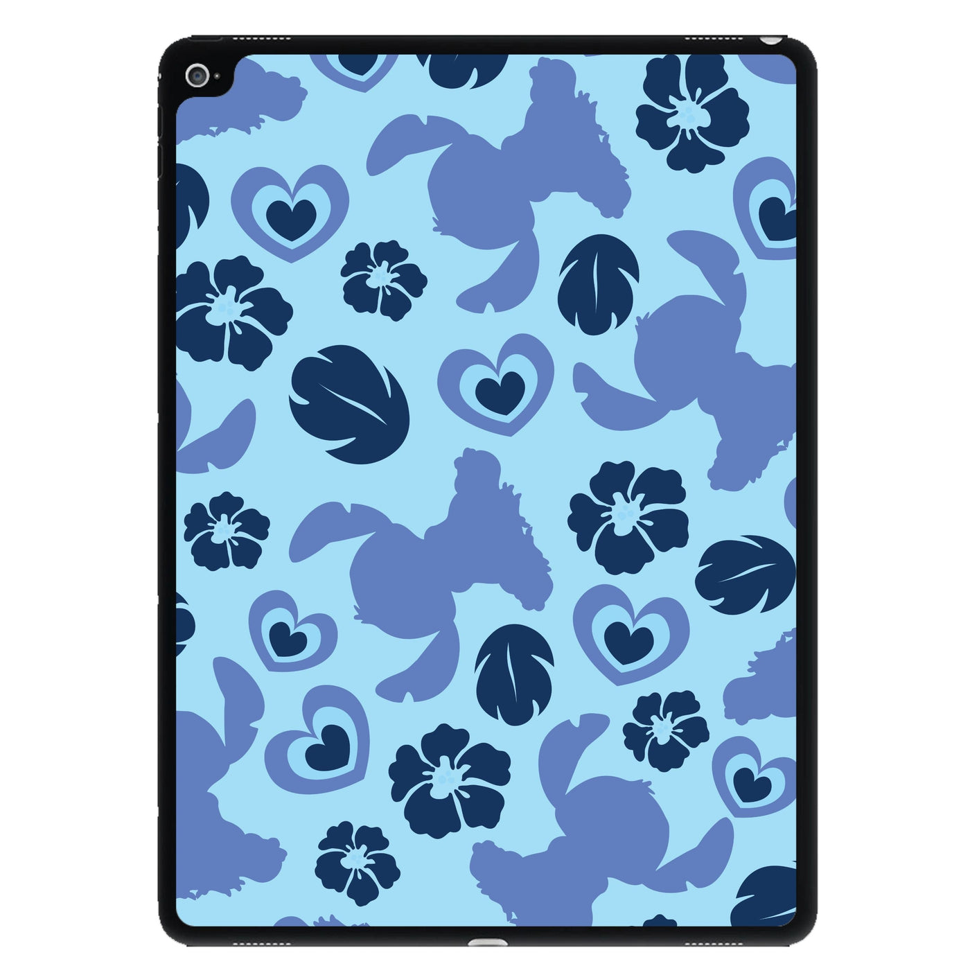 Blue Alien Silhouette Pattern iPad Case