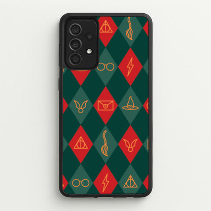 Christmas Wizard Icons Argyle Pattern Galaxy A52 / A52s Case