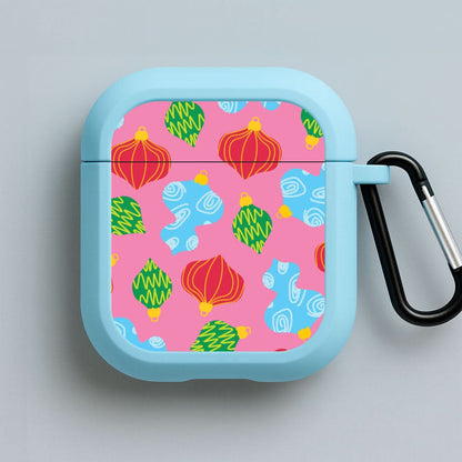 Abstract Christmas Baubles Pattern Blue AirPods Case