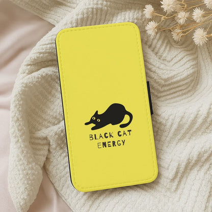 Black Cat Energy Leather Phone Case