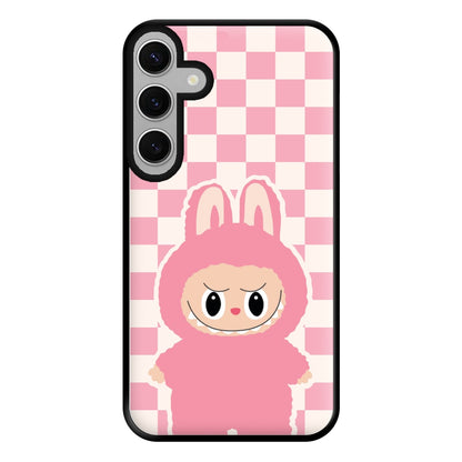 Checkered Cute Pink Monster  Galaxy S24FE Case