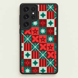 Geometric Square Christmas Pattern Galaxy S22 Ultra Case