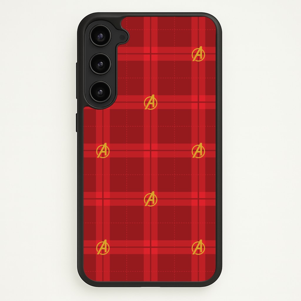 Superhero Team Red Tartan Pattern Galaxy S23 Case