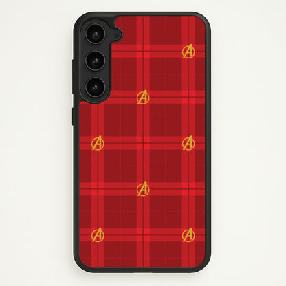 Superhero Team Red Tartan Pattern Galaxy S23 Plus Case