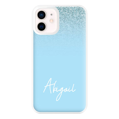 Blue Glitter Personalised Name iPhone 13 Mini Case