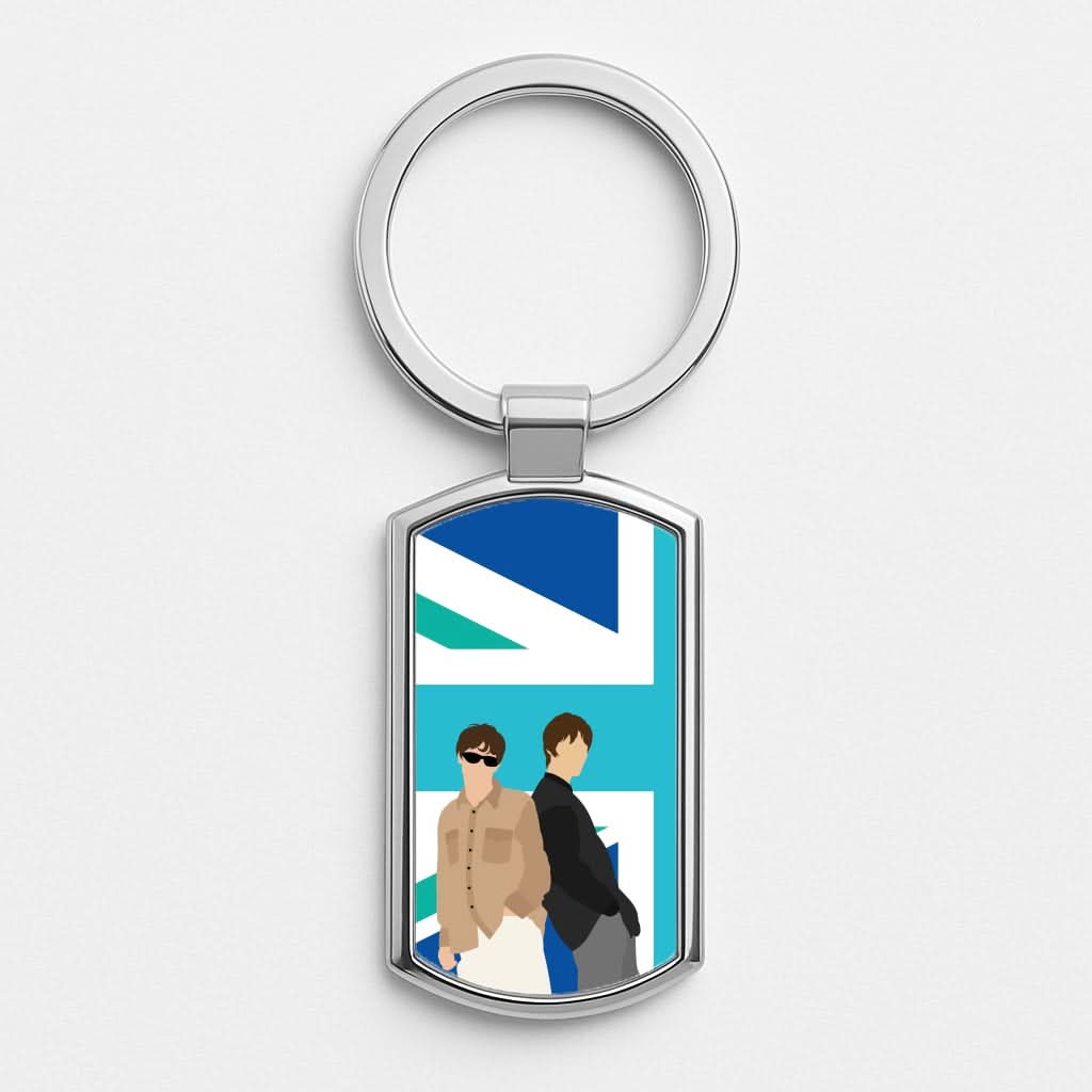 British Flag Band Members Silver Metal Keyring