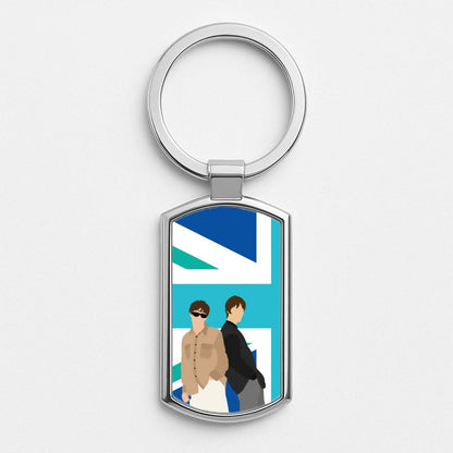 British Flag Band Members Silver Metal Keyring