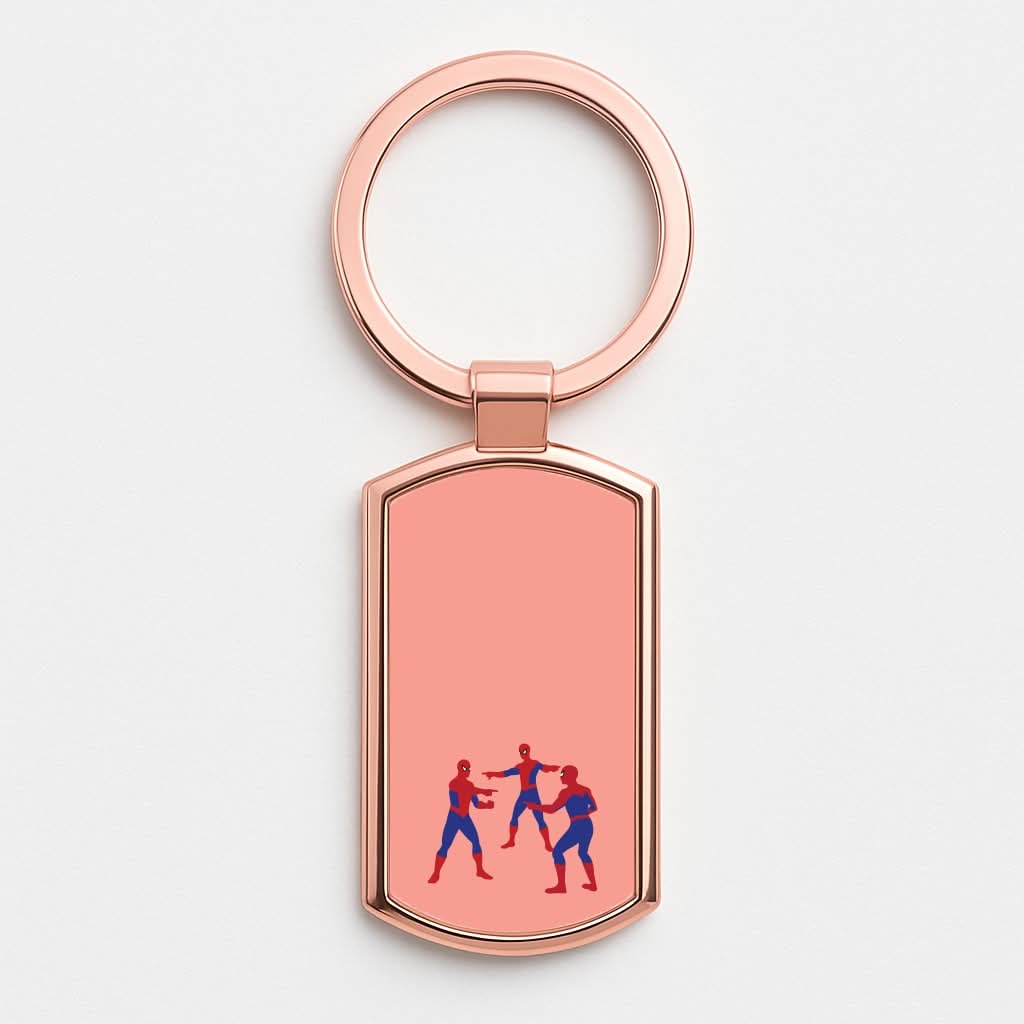 Spider Hero Pointing Meme Rose Gold Keyring
