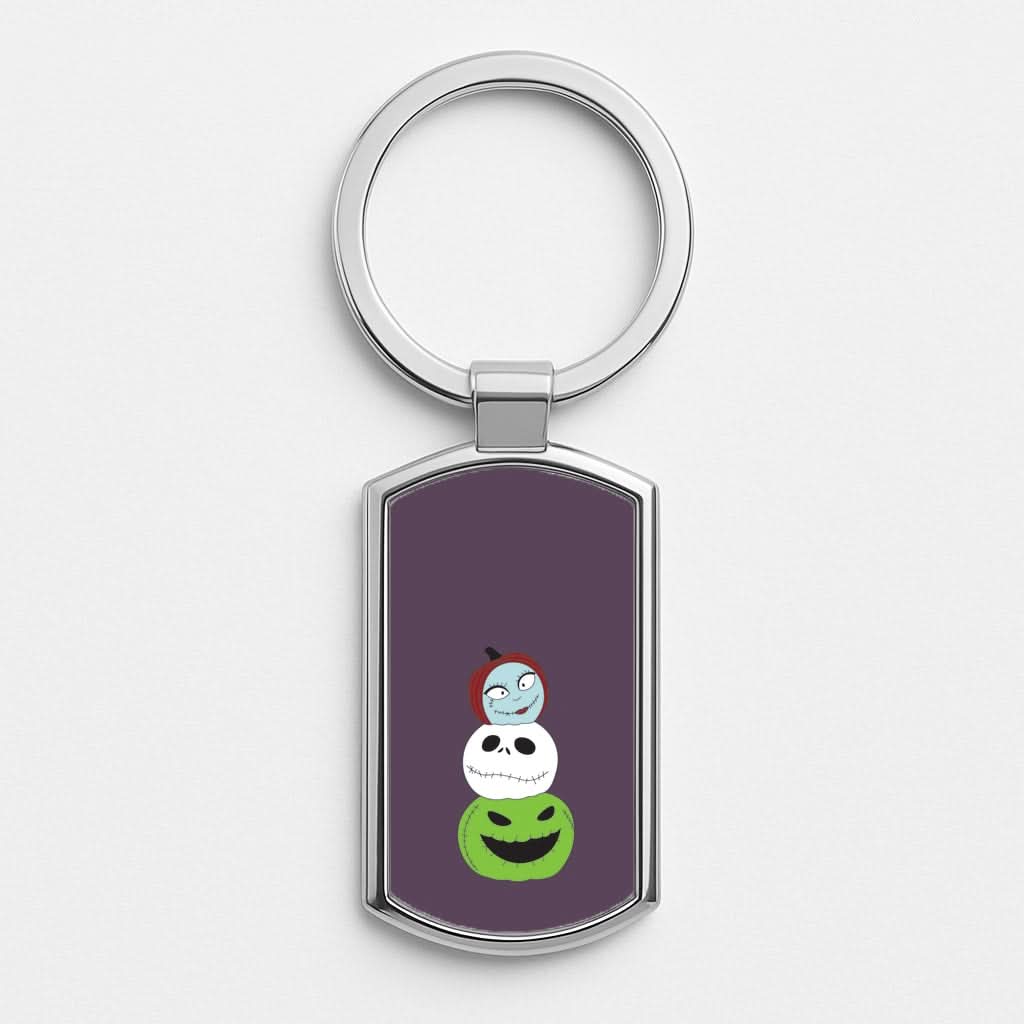 Nightmare Pumpkin Tower Silver Metal Keyring
