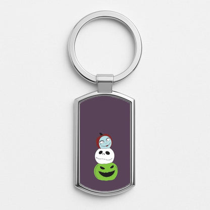 Nightmare Pumpkin Tower Silver Metal Keyring