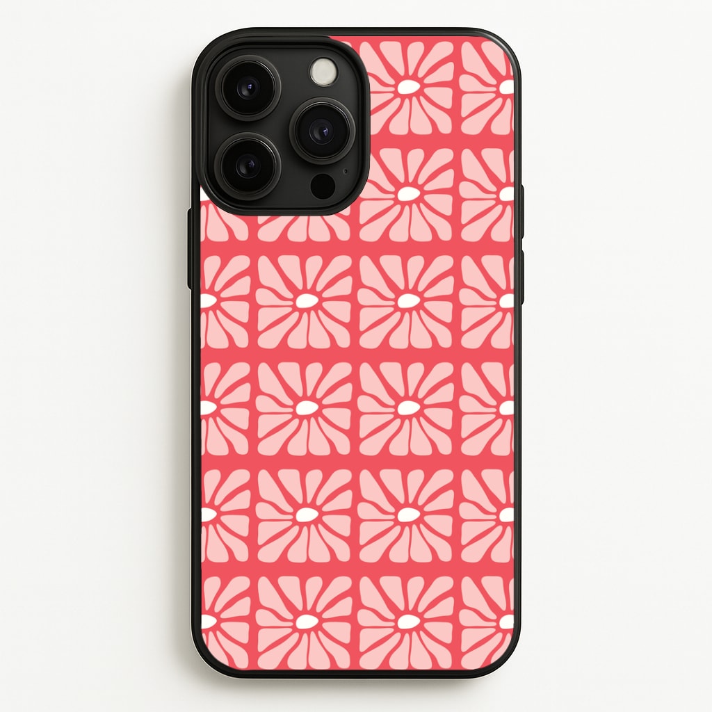 Square Abstract Flowers Pink iPhone 13 Pro Case