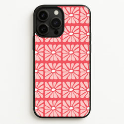 Square Abstract Flowers Pink iPhone 13 Pro Max Case