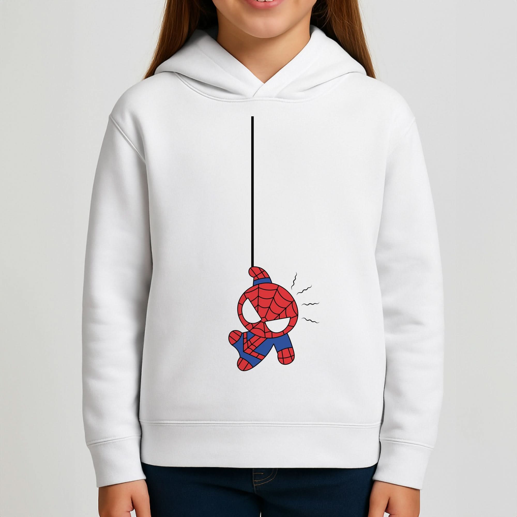 Blue Hanging Spider Hero Girls Hoodie
