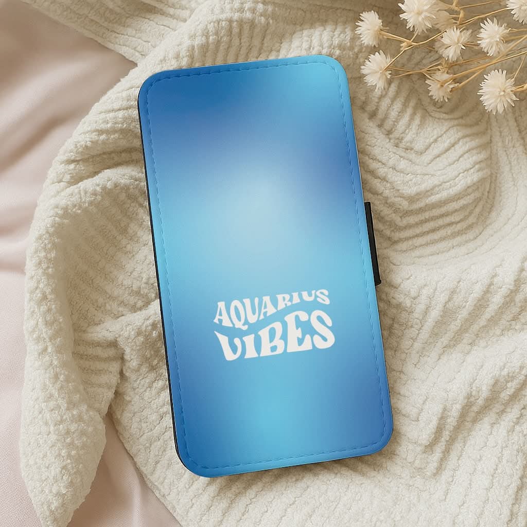 Aquarius Vibes Gradient Zodiac Leather Phone Case