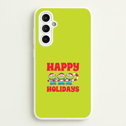 Happy Holidays Cute Green Aliens Galaxy A14 Case