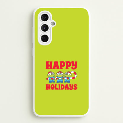 Happy Holidays Cute Green Aliens Galaxy A14 Case