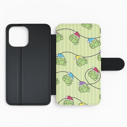 Christmas Frog Plush Fairylights Pattern Flip Phone Case