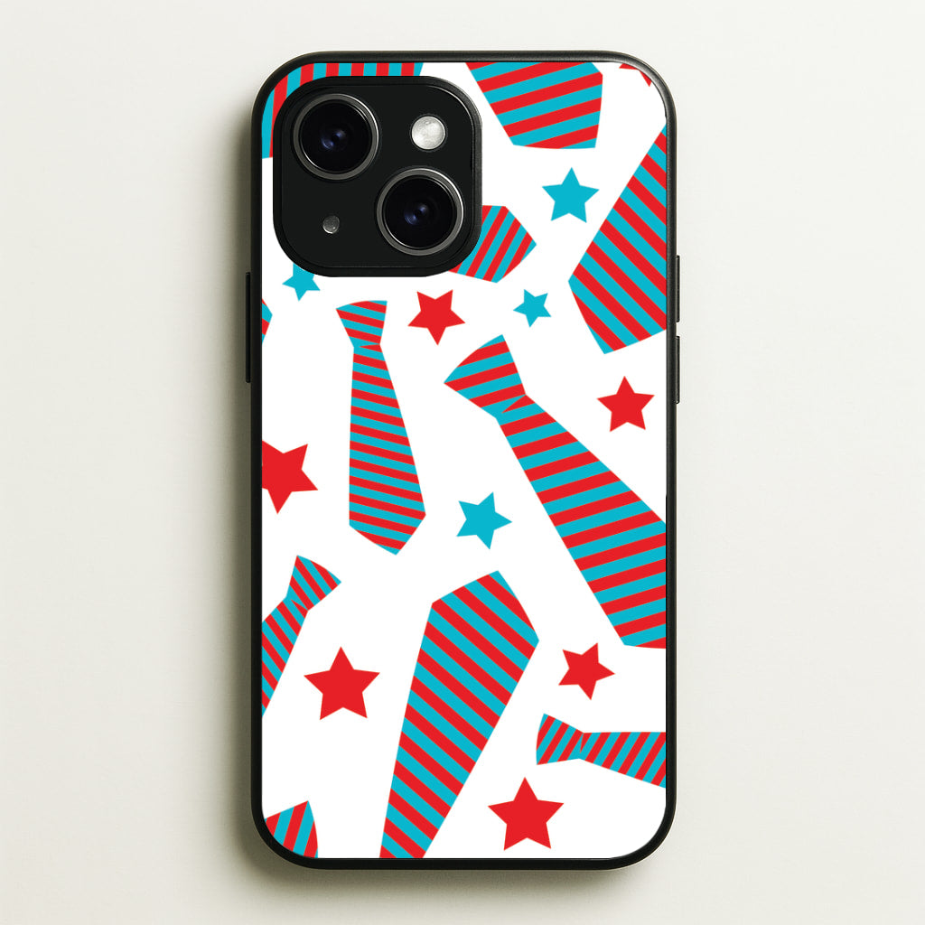 Tie And Stars Pattern iPhone 15 Case