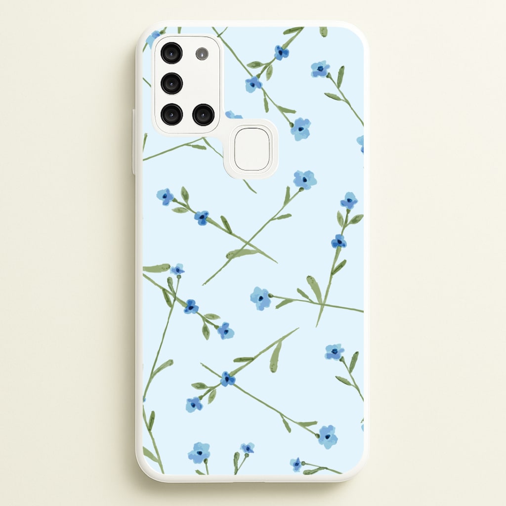 Baby Blue Floral Pattern Galaxy A21s Case