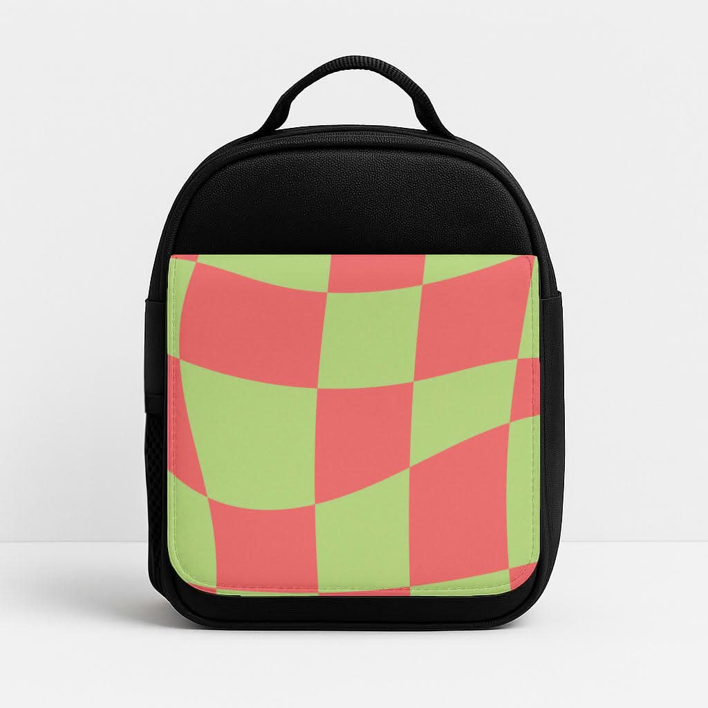 Abstract Red And Green Christmas Pattern Insulated Lunch Bag