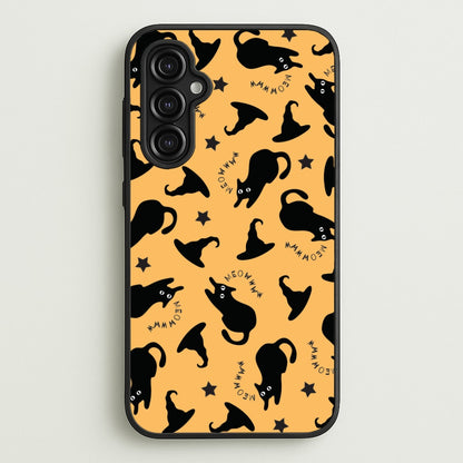 Black Cat And Hats Pattern Galaxy A14 Case