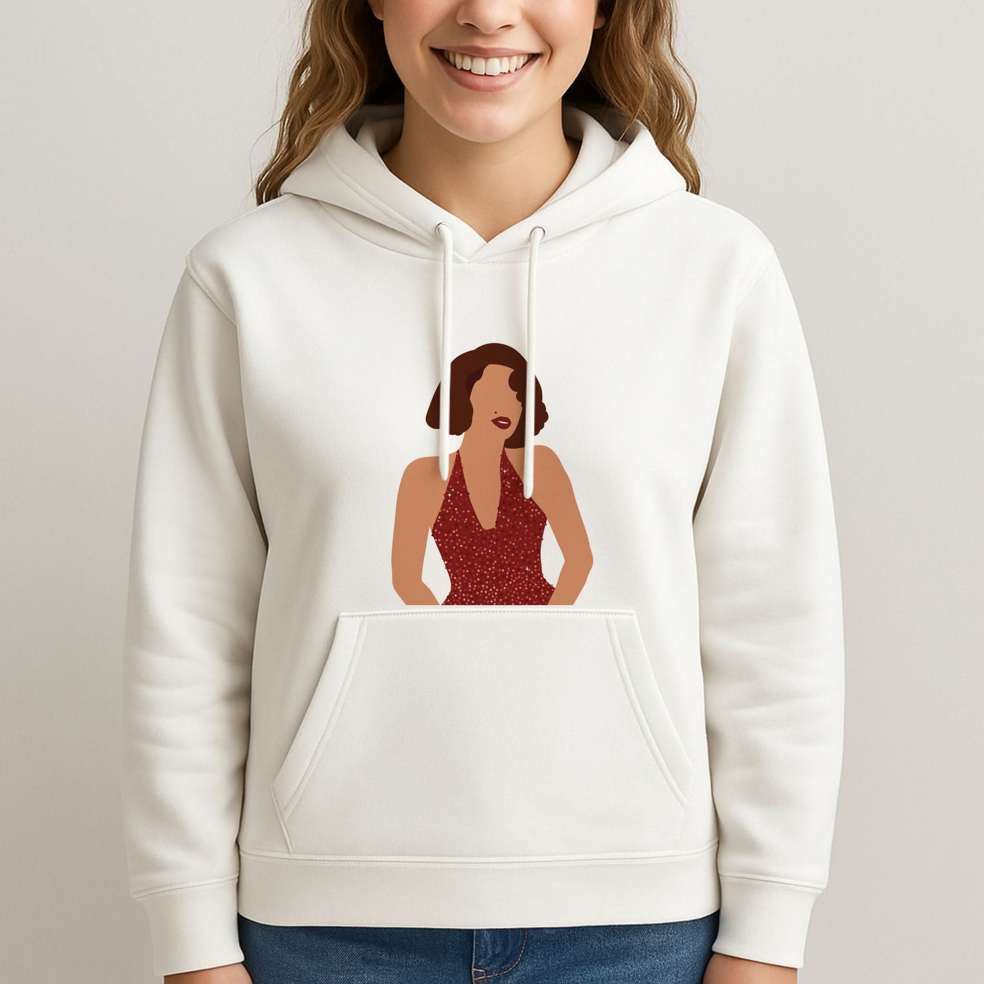 Red Sparkly Dress Womans Hooded Sweatshirt
