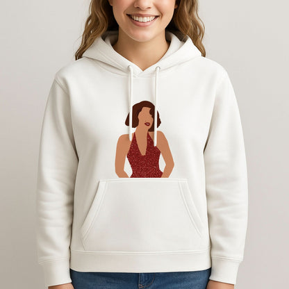 Red Sparkly Dress Womans Hooded Sweatshirt