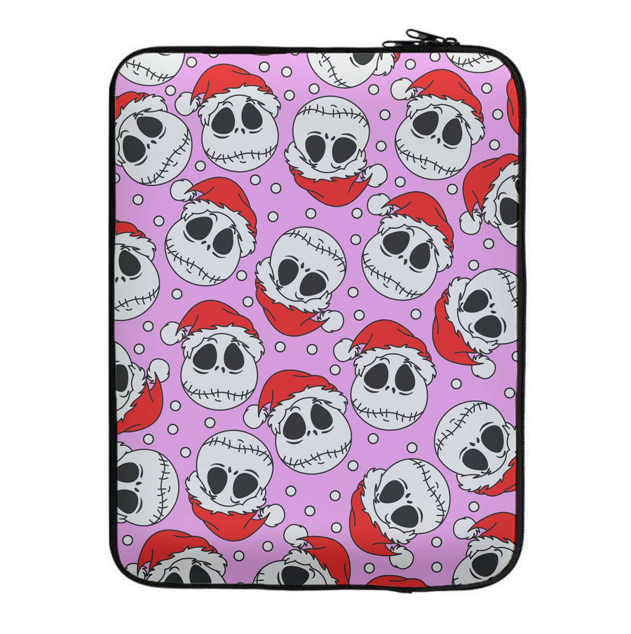 Pink Christmas Skull Pattern Laptop Sleeve