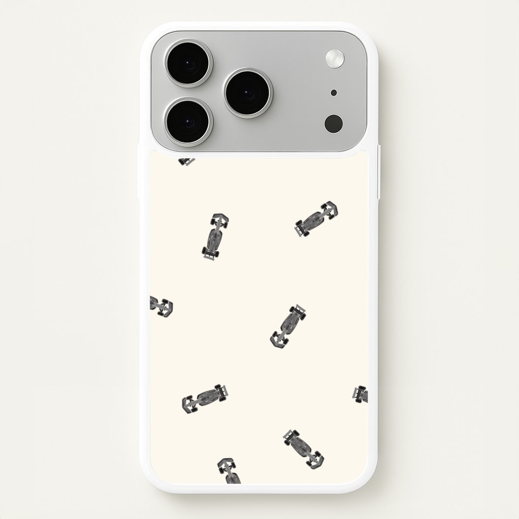 Race Cars Pattern Off White iPhone 17 Pro Max Case