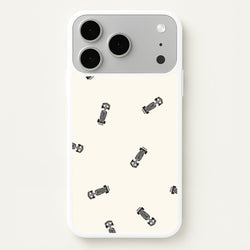 Race Cars Pattern Off White iPhone 17 Pro Max Case