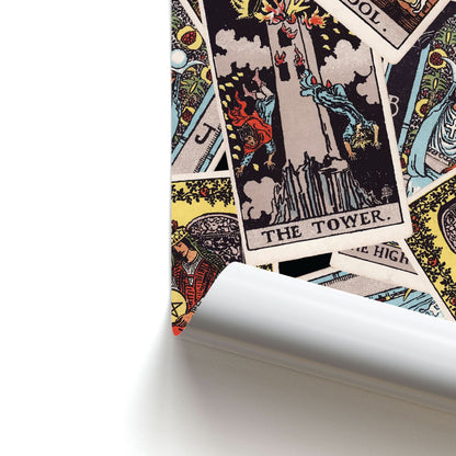 Tarot Cards Collage Pattern Poster